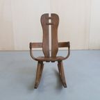 Brutalist Rocking Chair In Solid Oak By De Puydt, 1970S thumbnail 3