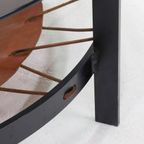 Brutalist Steel And Glass Coffee Table With Leather Magazine Rack 1950S thumbnail 6