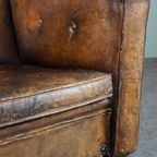 Antieke Schapenleren Fauteuil, Vol Patina thumbnail 11