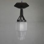 Art Deco Hanglamp Met Getrapte Glazen Kap, Jaren 30 thumbnail 4