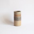 Cylindrical Ceramic Vase With Earthy Color Tones By Tue Poulsen, Denmark 1970S. thumbnail 2