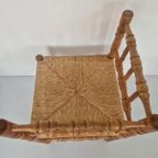 Mid Century Grenen Hoekstoel Met Biezen Zitting thumbnail 10