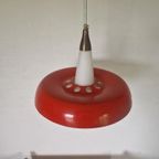 Vintage Opaline Design Hanglamp Rood Wit thumbnail 8