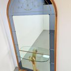 Vintage Grote Cristal Art Staande Spiegel Console Italy '50 thumbnail 3