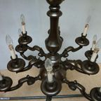 Art Deco Gepatineerd Bronzen Nederlands- Vlaamse Kasteel Kroonluchter, 12 Lichtpunten thumbnail 9