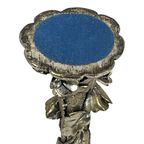 Rodean - Italy - Cobalt Blue Colored Glass Bowl On Silver Base With A Floral Scene - Original Sta thumbnail 7