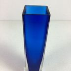 Vintage Murano Blokvaas Blauw Glas Italy thumbnail 6