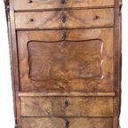 Heel Mooi Antiek Mahonie Klepsecretaire, Met 5 Lades En Kuifje,maten Volgen thumbnail 2