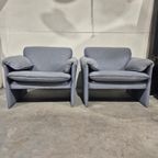 2 X Bora Bora Leolux Fauteuil Grijsblauwe Stof thumbnail 2