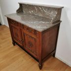 Vintage Frans Dressoir Commode, Ladekast Badkamermeubel Met Marmer Blad 112 thumbnail 9