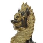 Grote Tempelleeuw Verguld Brons Beeld Thailand Singha Foo Dog 27cm thumbnail 2