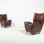 Pair Of Italian Wingback Lounge Armchairs Model 512 By Gio Ponti, 1950’s thumbnail 2