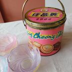 Vintage Chinees Koekjesblik Roze Goud thumbnail 5