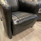 Showroommodel: 2X Stoere Industriële Tubchairs / Fauteuils Aviator In Hand Gepatineerd Zwart Run thumbnail 5