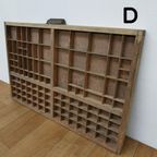 Brocante, Bruine Antieke Houten Letterbak, Wanddecoratie D thumbnail 2