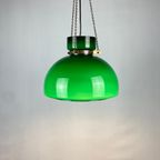 Large Dark Green Opaline Glass Pendant Light By Herbert Proft For Glashütte Limburg thumbnail 10