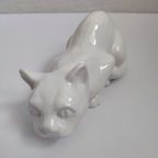 Vintage Keramiek Kat Poes Wit Beeldje Decoratie thumbnail 7