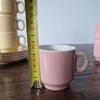 Boch Vintage Koffiekopjes Met Schotels – Roze & Geel (set Van 7) thumbnail 4