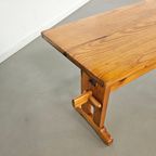 Scandinavian Modern Solid Pinewood Benches And Dining Table, 1970's thumbnail 12