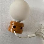 Mushroom Lamp Met Houten Voet En Wit Glazen Bol thumbnail 6