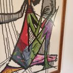 Vintage Borduur Werk Achter Glas Schilderij Jaren 70 thumbnail 3