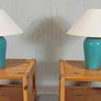 Set Van 2 Vintage Klassieke Tafellampen, Blauw / Turkoois thumbnail 3