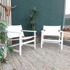 Set 2 Deense Safari Chairs Vintage Design Fauteuil Tuinstoel thumbnail 4
