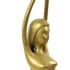 Abstract Beeld Naakte Vrouw Ballerina Art Deco Stijl Messing 51cm thumbnail 7