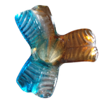 Vintage Murano Stijl Vaas Met Vis Op Voet Blauw Amber thumbnail 7