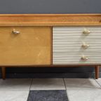 Lowboard, White Skai Fronts On The Drawers 1960S thumbnail 10
