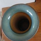 Gubbels Helden Vintage Groen Blauw Gemêleerde Trompet Vaas thumbnail 6
