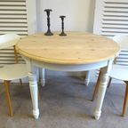 Prachtige Witte Landelijke Ronde Eettafel 110 Cm thumbnail 3