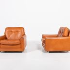 Danish Modern Cognac Leather Armchairs From 1960’S thumbnail 3