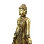 Enorm Boeddhabeeld Verguld Hout Mandalay Birma 140Cm thumbnail 11