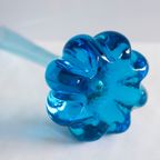 Vintage Helderblauwe Glazen Vaas, Grote Solifleur Vaas | Kerst thumbnail 6