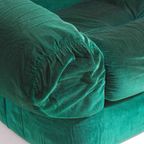 Plompe Postmoderne Italiaanse Lounge Banken In Diepgroene Flueel, 1970 thumbnail 6