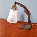 Art Deco Bureaulamp In Brons En Gesatineerd Glas, 1920-30 thumbnail 5