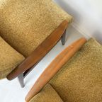 Twee Vintage Fauteuils Met Teak Houten Frame En Gele Bekleding thumbnail 10