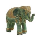 Kleine Vergulde Bronzen Olifant Groene Patine Thailand thumbnail 7