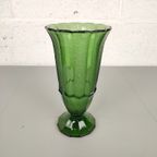 Donkergroene Art Deco Persglas Vaas thumbnail 2