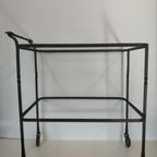Brocante Metalen Tuin Trolly Serveerwagen Tuintafel Glasplaten thumbnail 2