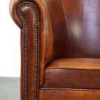 Hele Mooie Clubfauteuil Van Schapenleer Met Een Mooie Warme En Luxe Cognac Kleur thumbnail 10