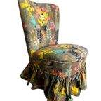 Vintge Gebloemde Cocktailstoel / Eenzit / Fauteuil thumbnail 10