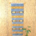 Blauw Lang Wandkleed Met Houten Stok, Vintage Wandtapijt thumbnail 3