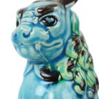 Koppel Vintage Chinese Komainu Guardian Lions Foo Dogs Blauw Aardewerk 20Cm thumbnail 10