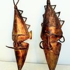 Set Antiek West Afrika Etnische Altaar Maskers thumbnail 6
