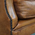 Karakteristieke En Comfortabele Cognac-kleurige Schapenleren Armchair Met Rechte Vormen thumbnail 10
