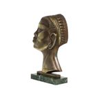 Art Deco Bronzen Sculptuur Afrikaanse Vrouw Groen Marmer Hagenauer thumbnail 11