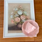 Vintage Aquarel Prent Pastelkleuren Schilderij Stilleven Prent, Bloemen In Vaas Ingelijst thumbnail 4