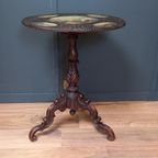 Antieke Tilttop Tafel 19E Eeuw Met 5 Schilderingen thumbnail 18